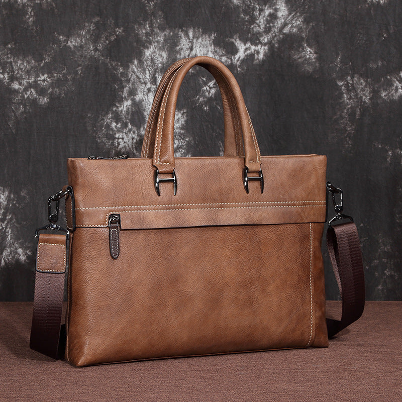 Men's Handbag First Layer Cowhide Computer Leisure