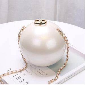 Ladies Casual Fashion Pearl Decoration Round Shoulder Bag