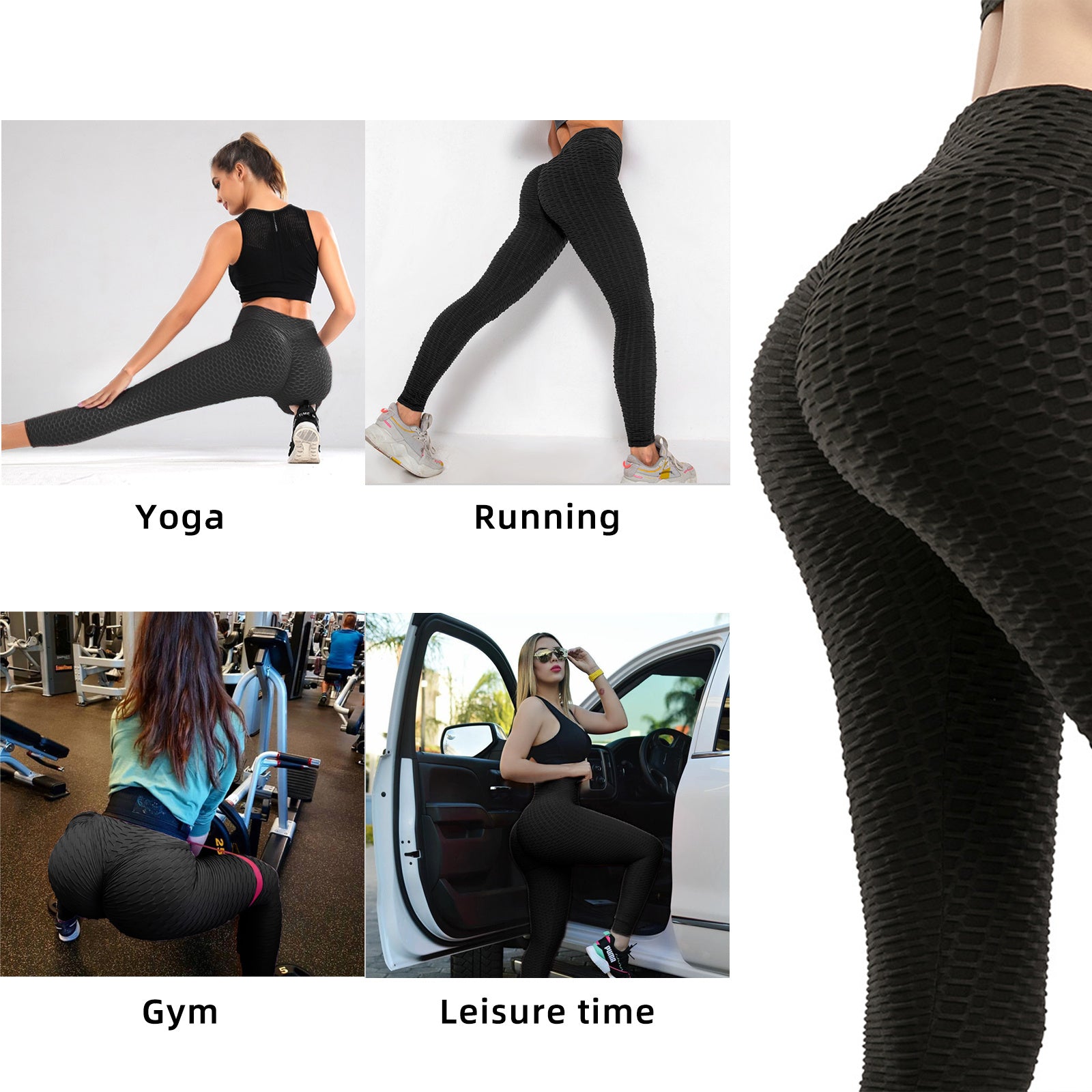 Women TIK Tok Leggings Bubble Textured Leggings Butt Lifting Yoga Pants Black Amazon Banned-Aria Doejay