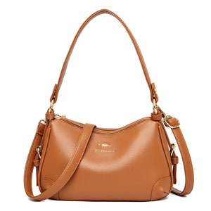 Middle-aged Women's Bags, Solid Color Bags, Ladies Fashion Soft Leather Large-capacity One-shoulder Messenger Bag-Aria Doejay