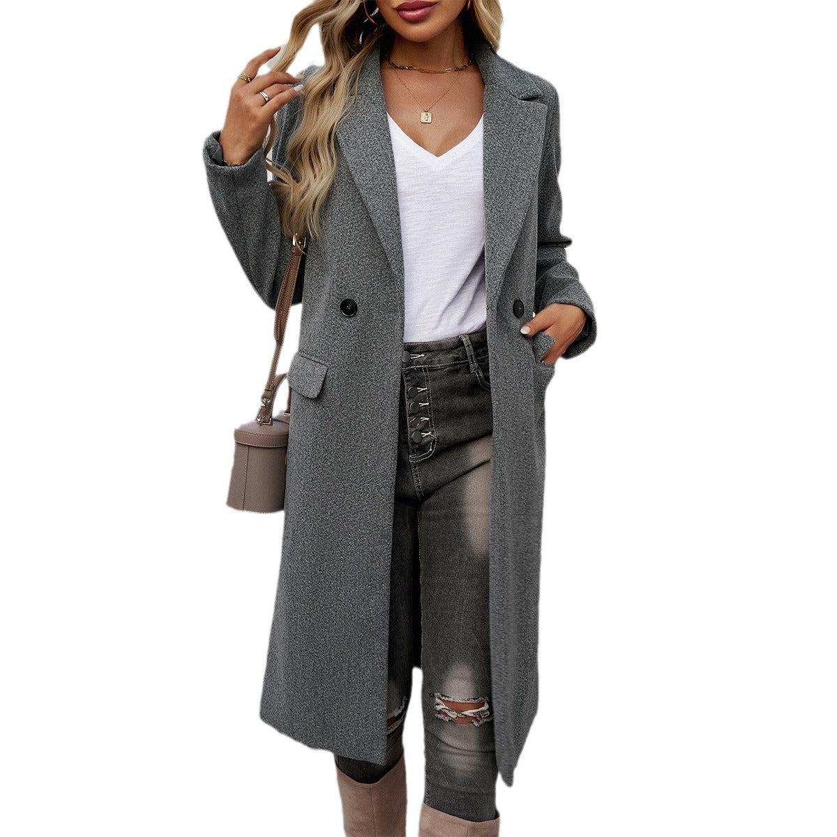 Lady Temperament Commuting Turn-down Collar Coat-Aria Doejay