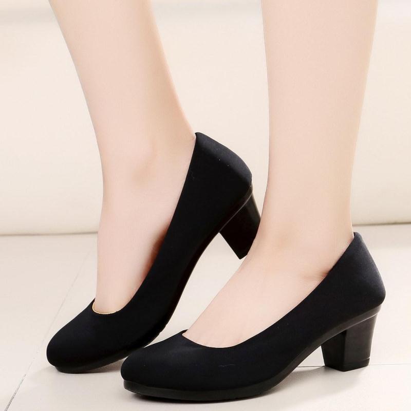 New Spring And Autumn Summer Old Beijing Cloth Shoes Women's Thin Shoes Black Work Shoes High Heels Non-slip Ceremonial Shoes