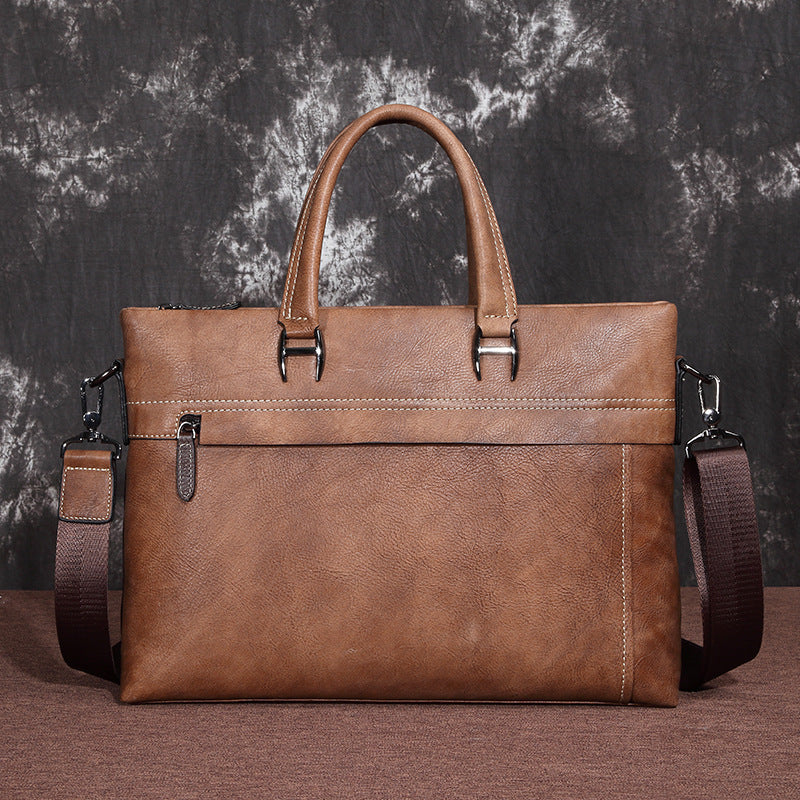 Men's Handbag First Layer Cowhide Computer Leisure