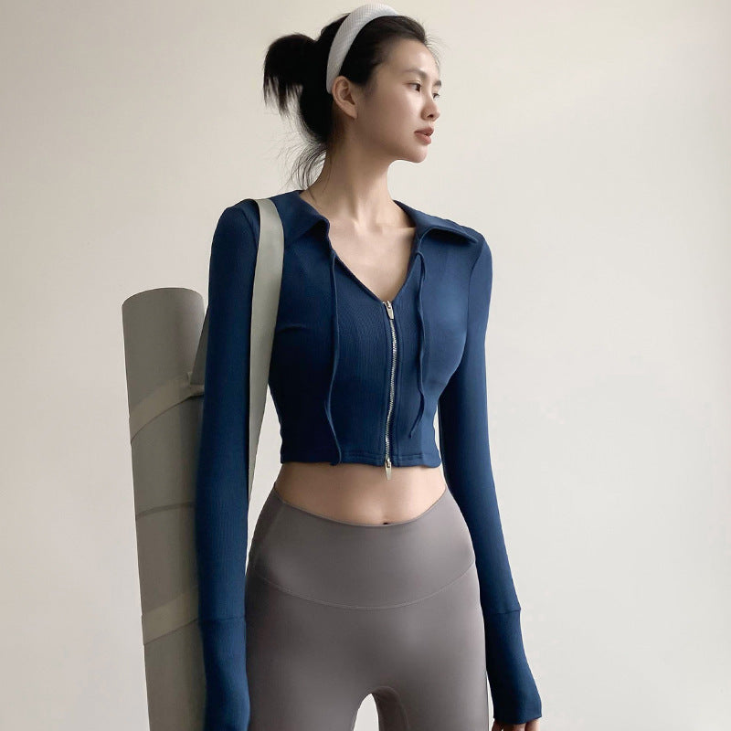 Autumn And Winter Yoga Jacket Running Quick-drying Long Sleeve-Aria Doejay