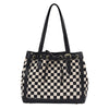 Contrast Color Tote Bag With Checkerboard