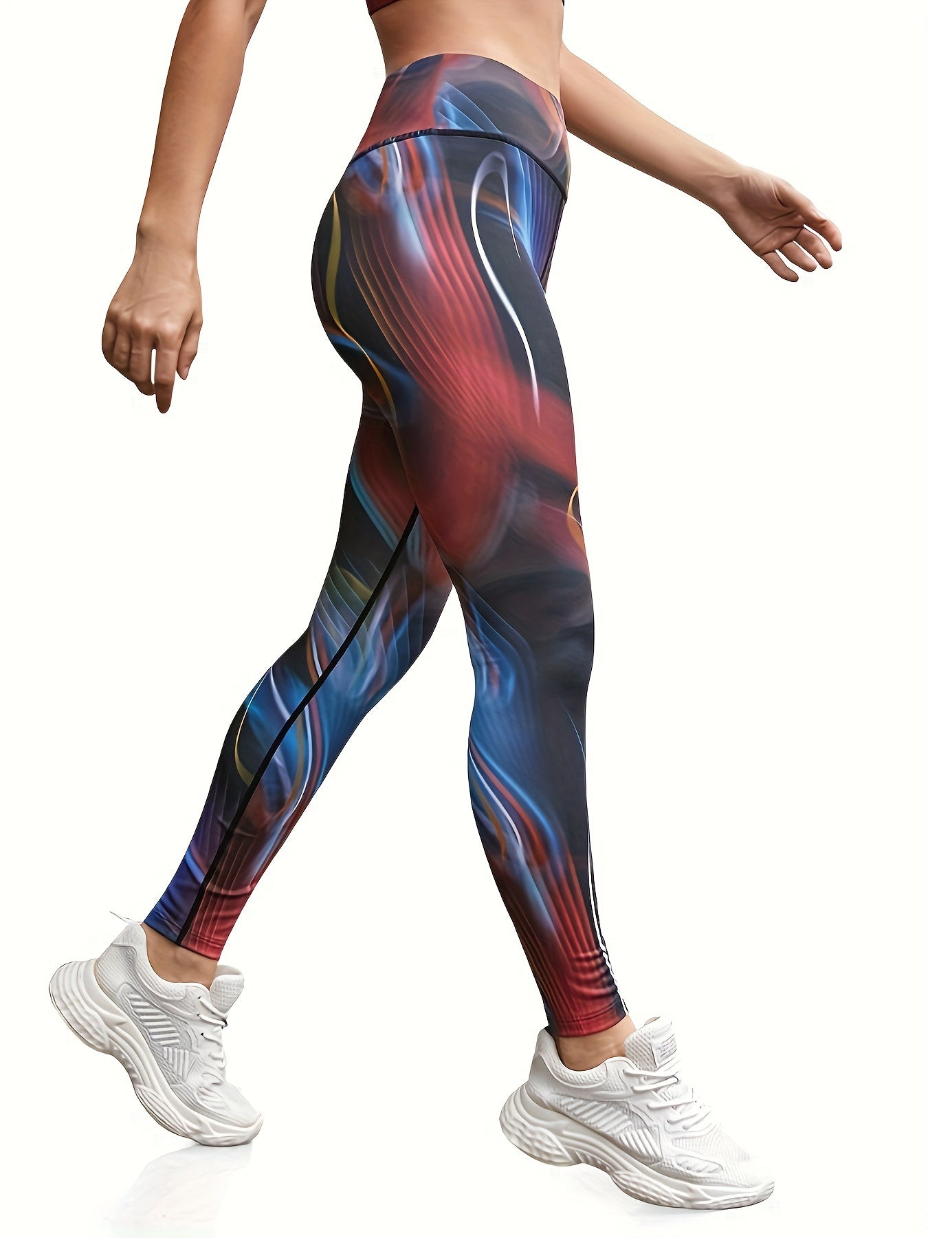 High Waist Breathable Women's Activewear Fitness Yoga Leggings with Printed Design for Fall & Winter