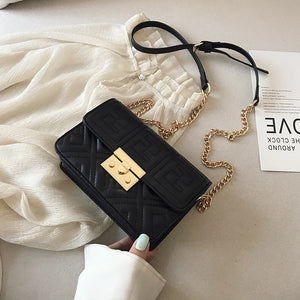 Fashion One-shoulder Messenger Chain Bag, Embroidery Thread Rhombic Temperament Girl Small Square Bag