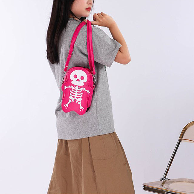 Halloween Skull Shoulder Bag Girls Fashion Funny Cute Messenger Crossbody Bags Women Small Phone Bag