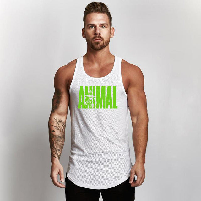 Fitness Men Shirt Slim Fit Vests Mesh Singlets Muscle Tops-Aria Doejay