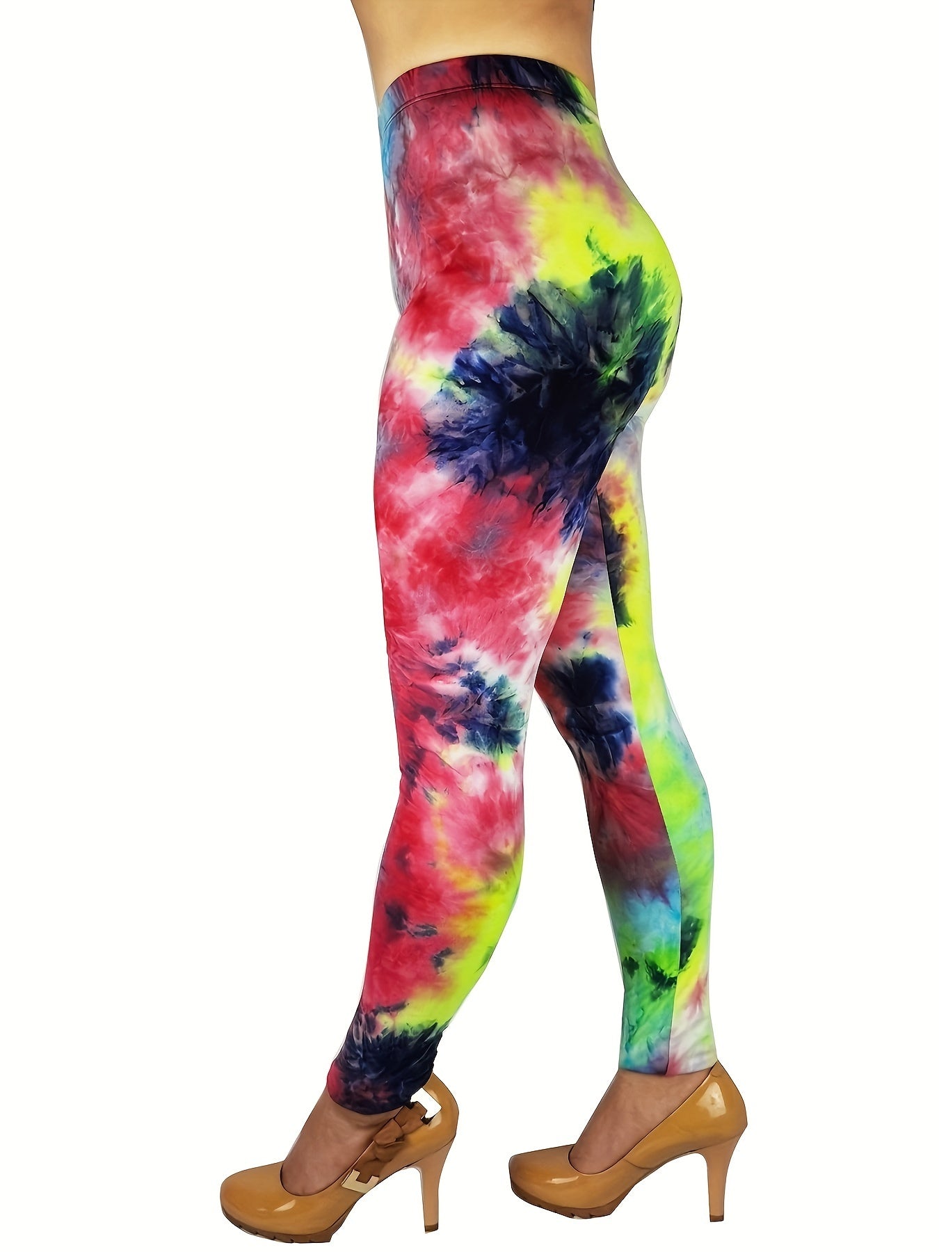 Every Day Stretchy Tie Dye Print Skinny Yoga Leggings, Casual Sports Women's Clothing