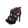 Belt Buckle Toe Hollow Stiletto Platform Sandals-Aria Doejay