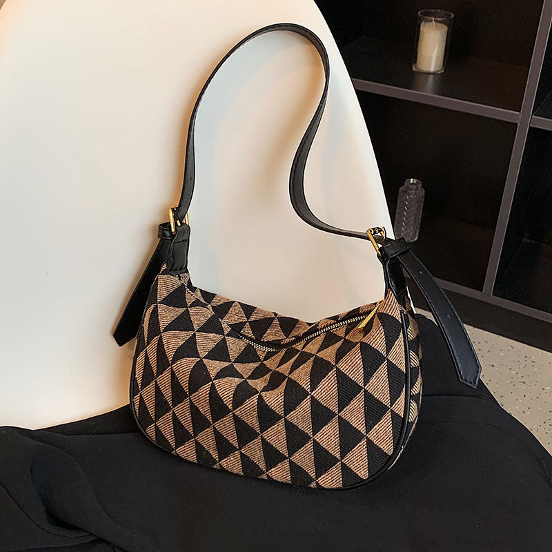 One Shoulder Canvas Rhombus Triangle Bag