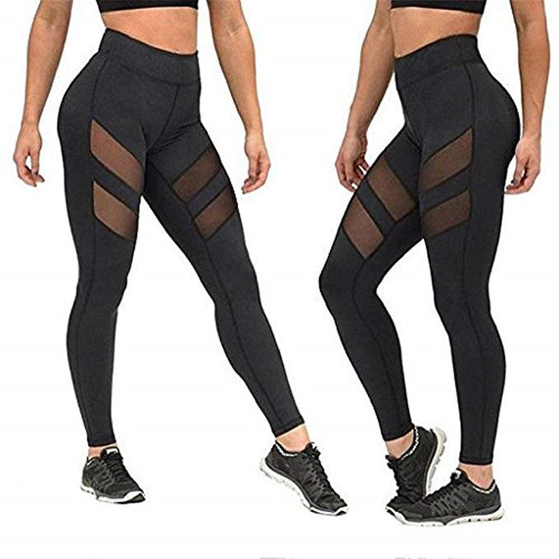 Mesh Stitching Exercise And Fitness Leggings, High Waist, Abdomen, Thin Buttocks Yoga Pants-Aria Doejay