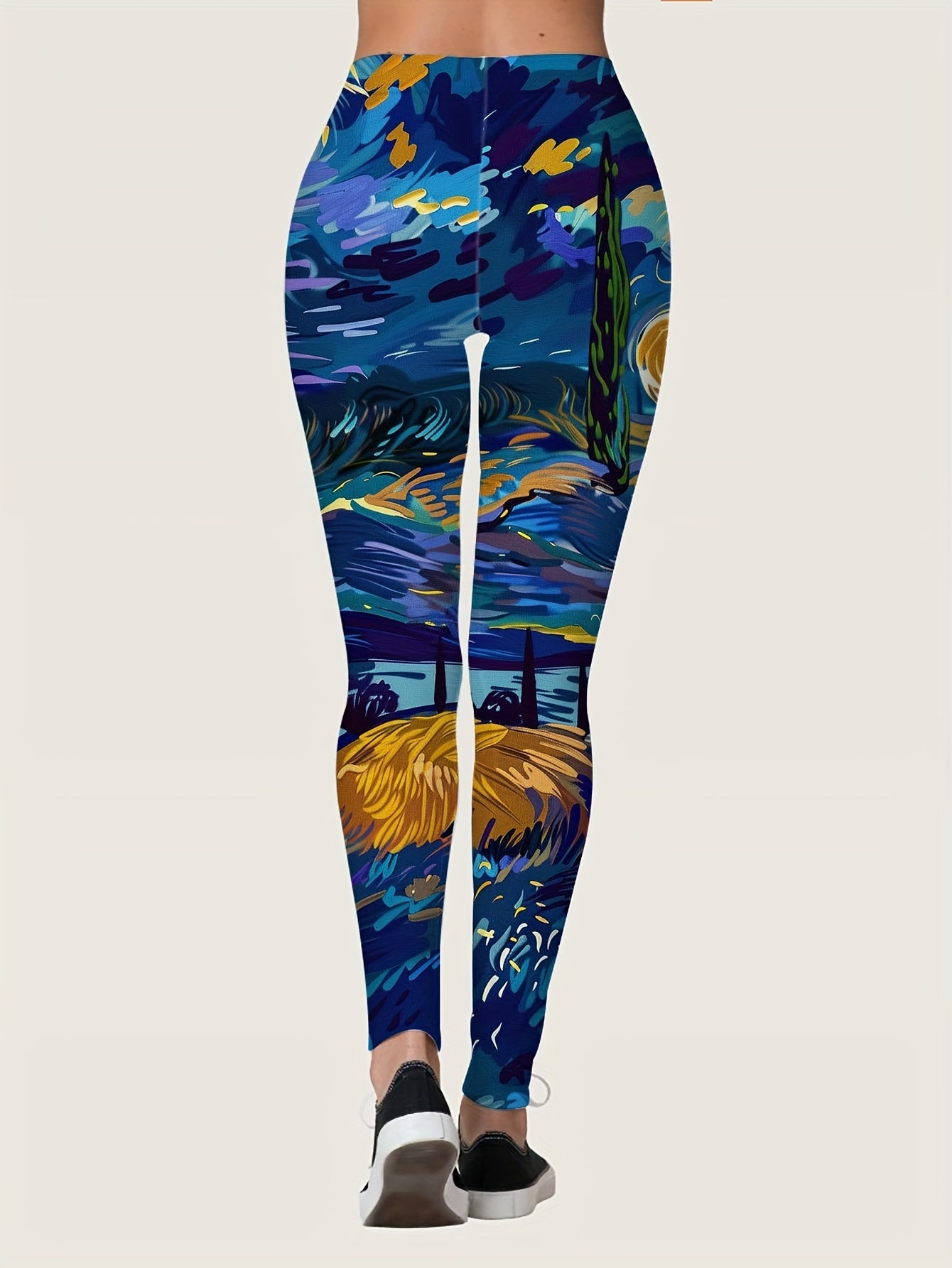 Vibrant Allover Print High Waist Leggings - Stretchy, Comfortable, Everyday Wear for Women - Casual, Fashionable, and Soft Clothing