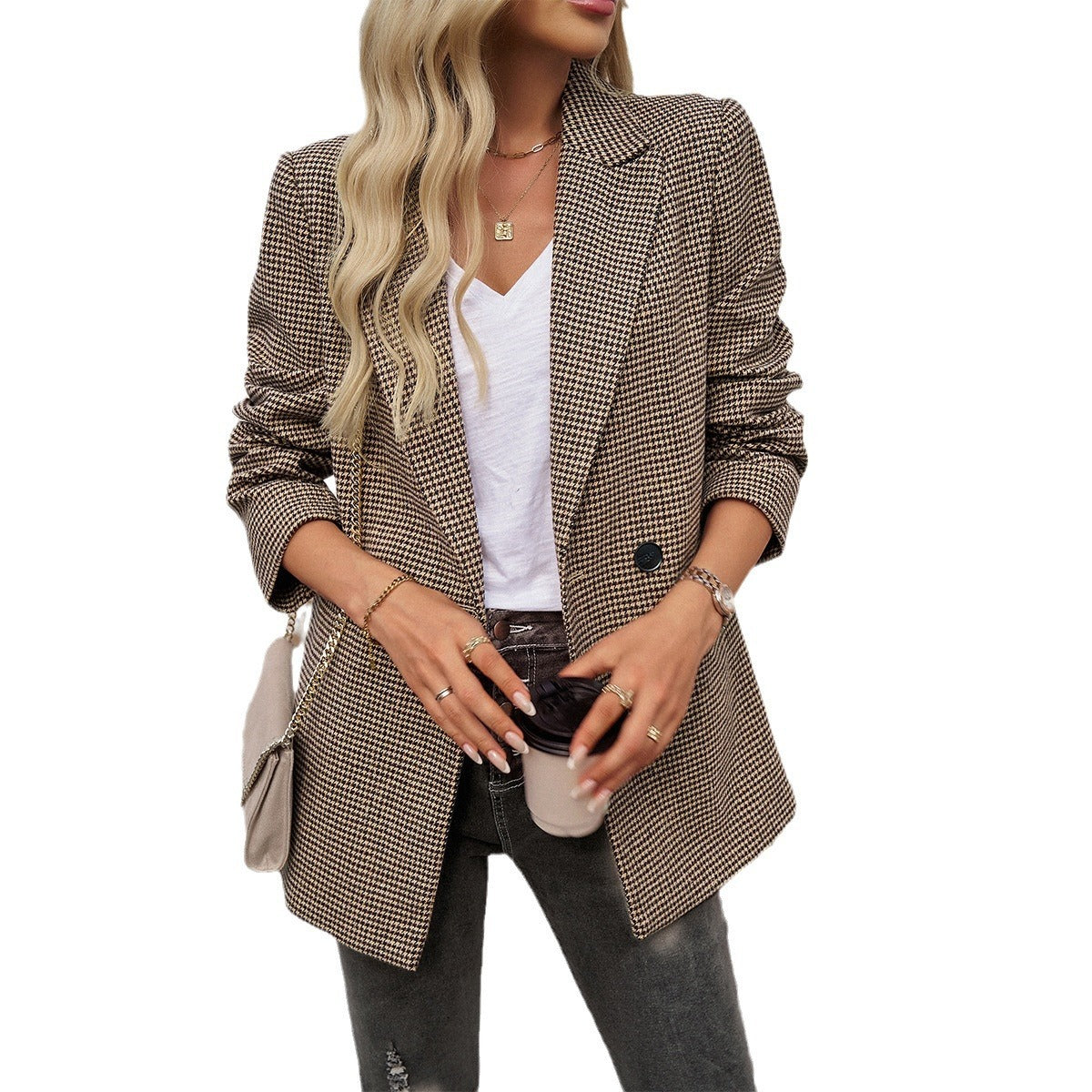 Lady Temperamental Commuter Contrast Color Lapels Button Suit Jacket-Aria Doejay