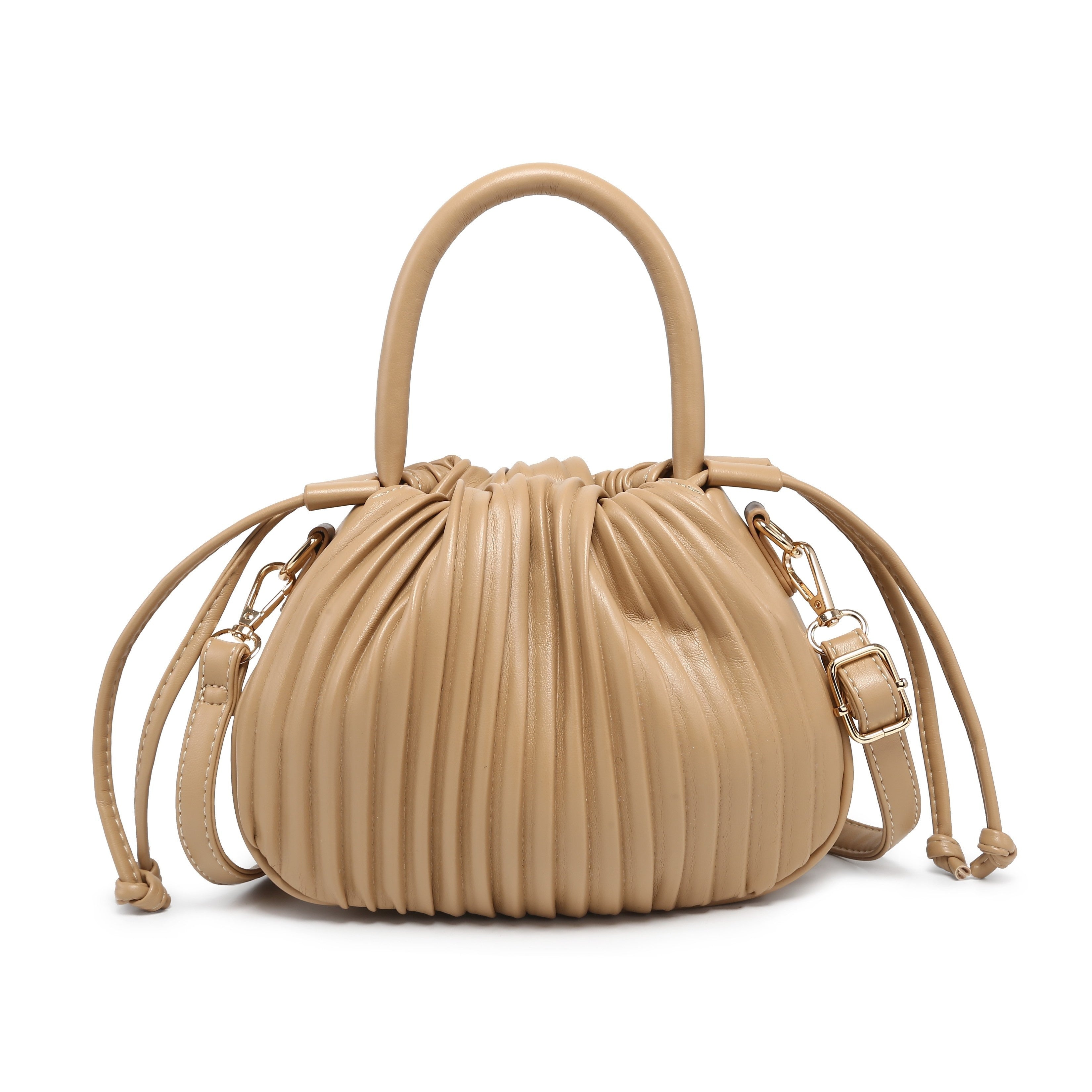 Women's Pleated Handbags And Drawstring Bucket Bags With Detachable Shoulder Straps Are Perfect For Parties, Travel, Shopping, And Dates