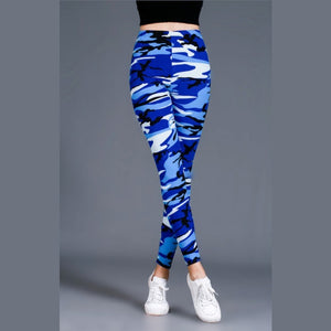 Brushed Cotton Print Camouflage Outerwear Leggings-Aria Doejay