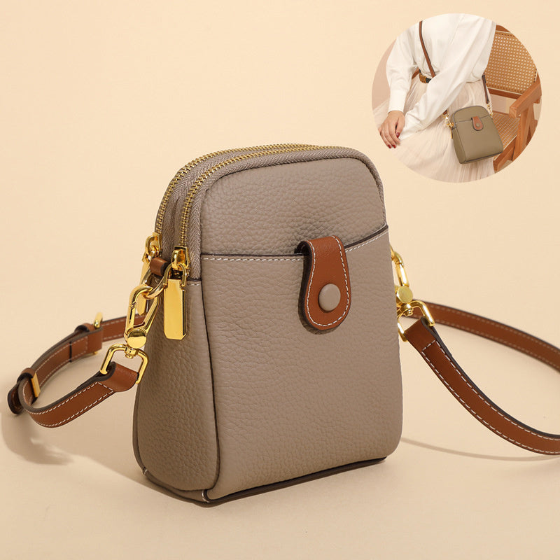 Lychee Pattern Mobile Phone Bag Small High Quality Leather Crossbody Bags For Women Wallet-Aria Doejay