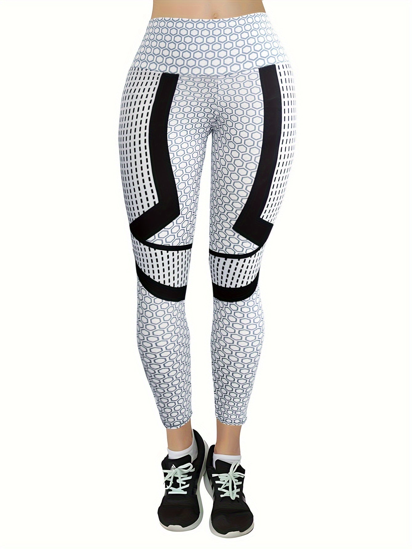 Allover Print Skinny Leggings, Casual High Waist Workout Leggings, Women's Clothing