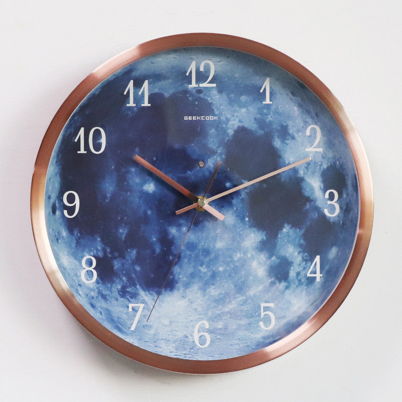 12-inch Wall Clock For Home Decoration Blue Moon Sound Control Luminous Simple Modern Mute Home Gothic Room Decor-Aria Doejay