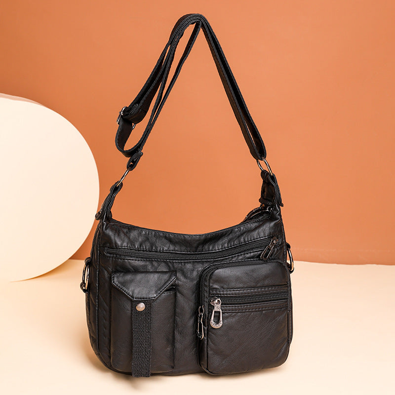 Women's Stylish And Versatile Large Capacity Washed Shoulder Messenger Bag