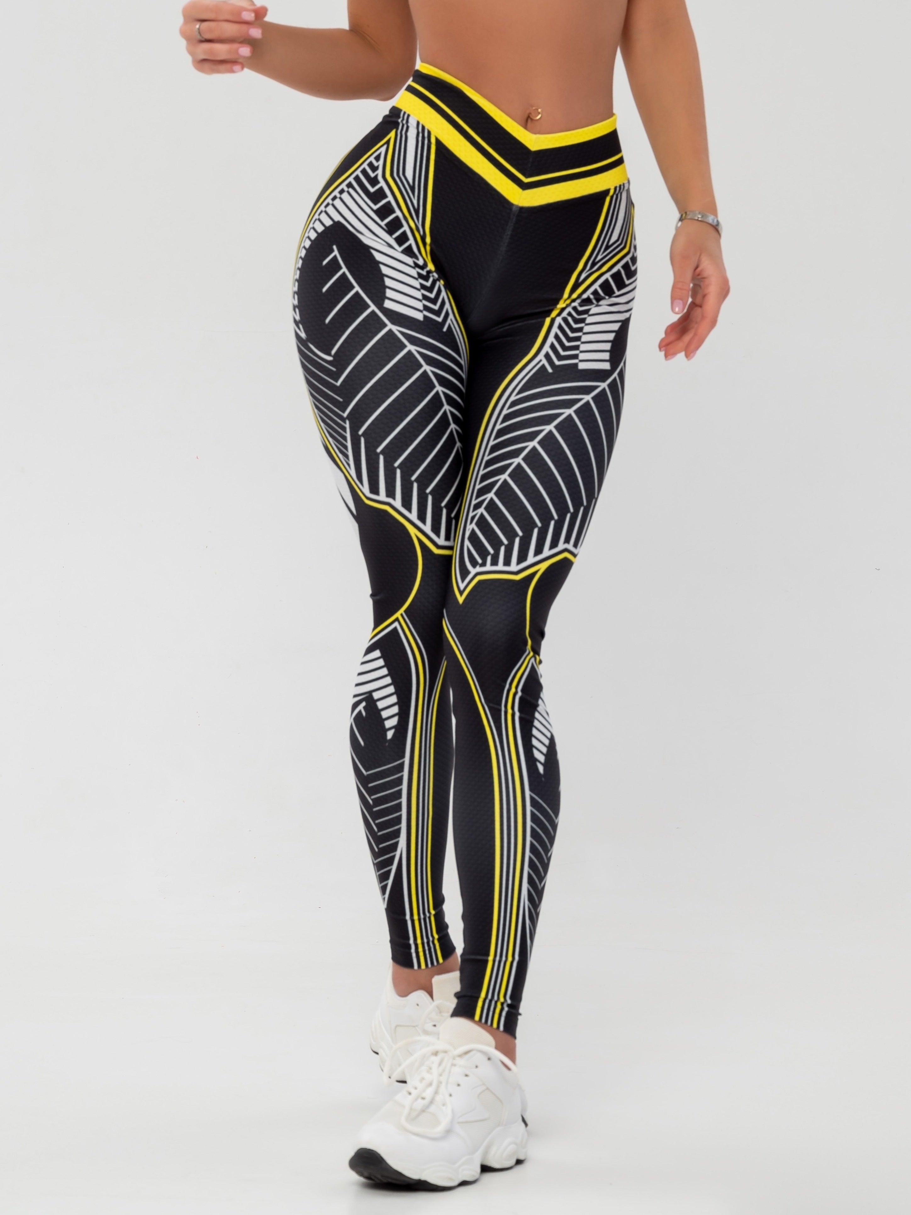 Seamless Yoga Printed Sweat Absorbing Sports Leggings, Casual Slim High Waist Butt Lifting Tight Pants, Women's Activewear