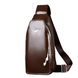 Men's Fashion Crossbody Bag Theftproof Leather Business Sling Bags Male Casual Chest Bags Shoulder Bags Chest Waist Pack-Aria Doejay