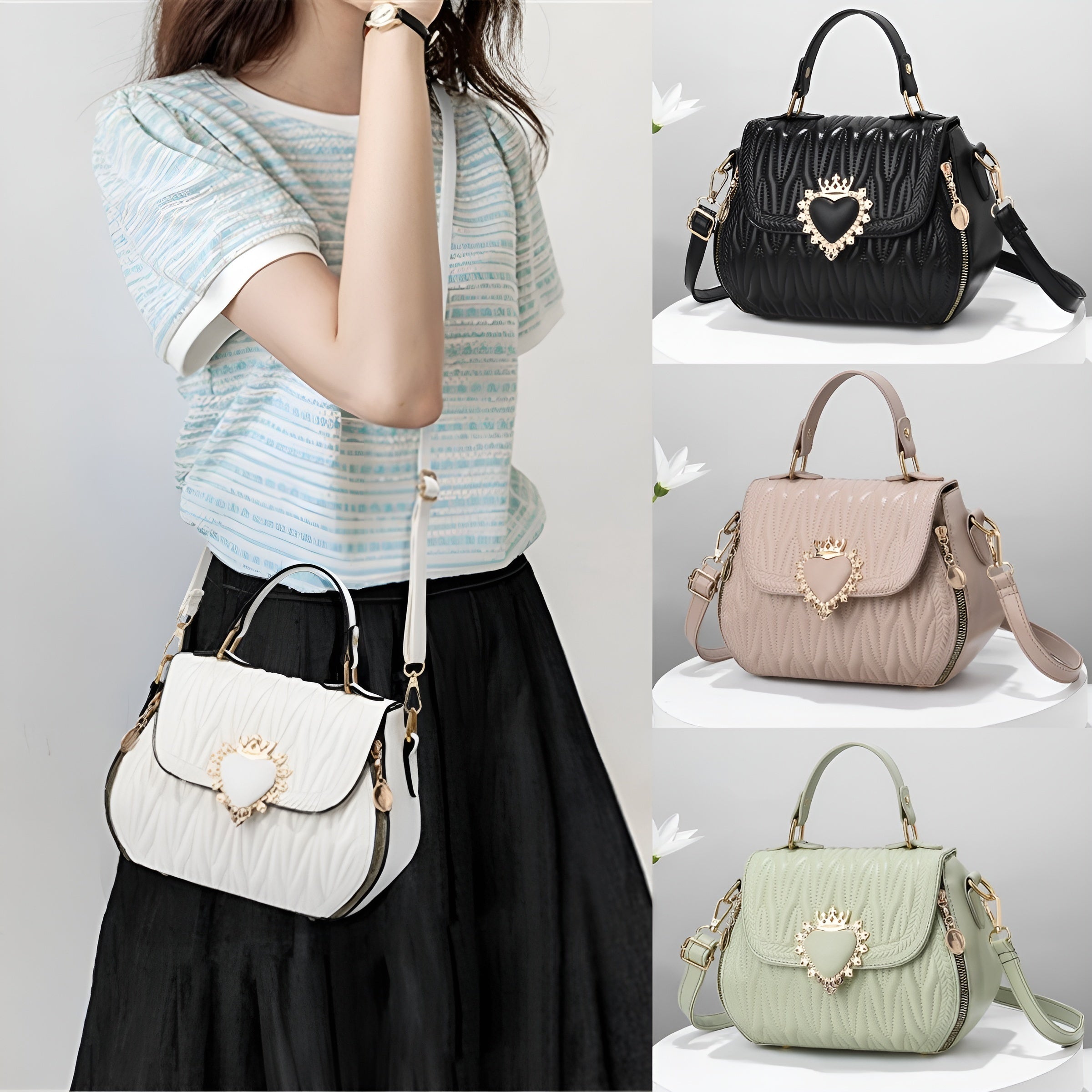 Fashion Quilted Crossbody Bag, Trendy Textured Shoulder Bag, Women's Casual Handbag & Purse