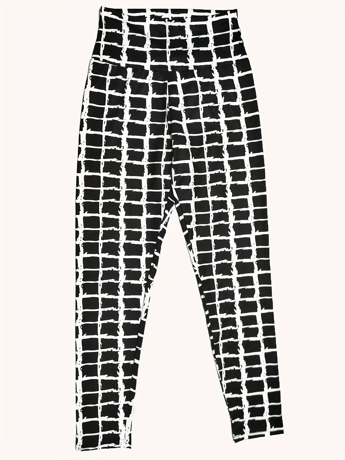 High-Waisted Plaid Skinny Leggings for Women - Stretchy, Casual, Everyday Wear