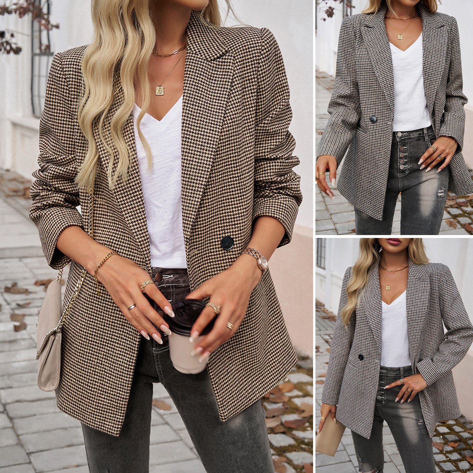 Lady Temperamental Commuter Contrast Color Lapels Button Suit Jacket-Aria Doejay