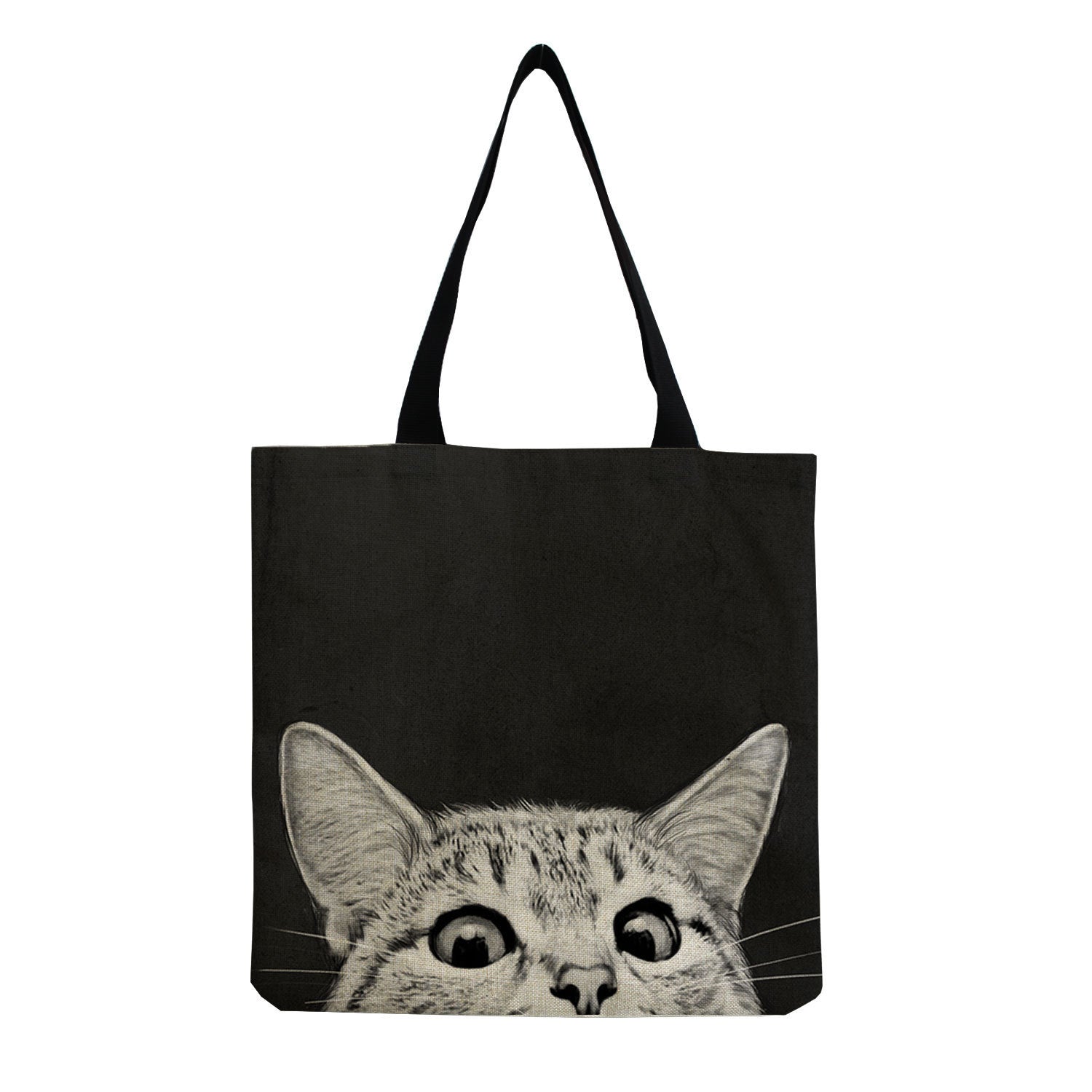 Cat Printed Cotton And Linen Shopping Bag