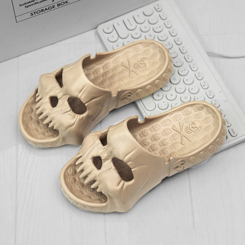 Personalized Skull Design Halloween Slippers Bathroom Indoor Outdoor Funny Slides Beach Shoes