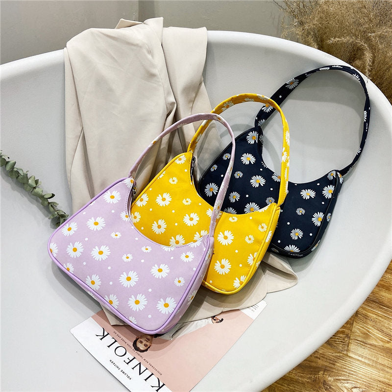 New Nylon Print Small Daisy Underarm Bag