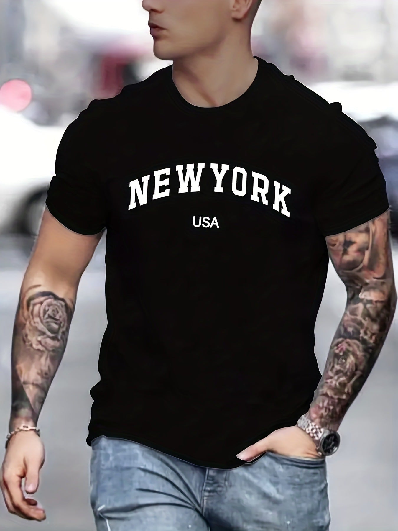 Men's Summer New York Printed 100 Cotton Large Loos Short Sleeve-Aria Doejay